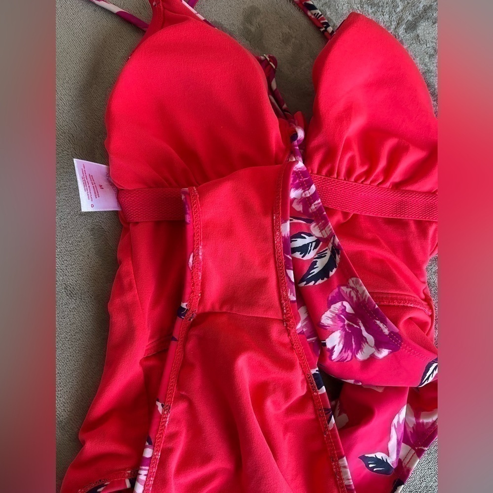 Xhilaration One Piece Swimsuit Medium Lace Up Front - Picture 6 of 7